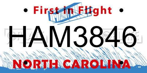 HAM3846 North Carolina License Plate