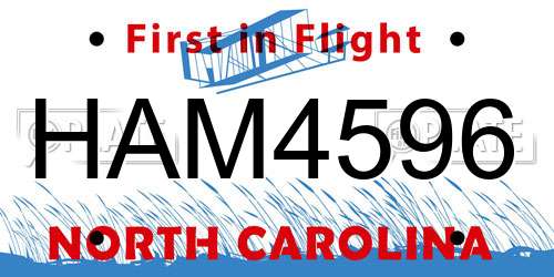 HAM4596 North Carolina License Plate