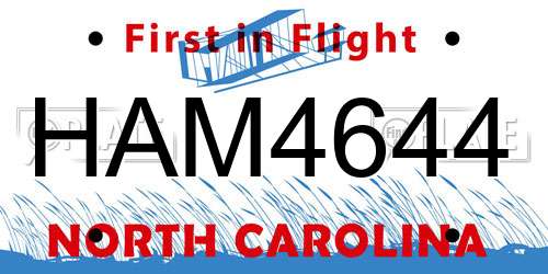 HAM4644 North Carolina License Plate