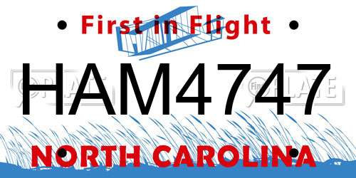 HAM4747 North Carolina License Plate
