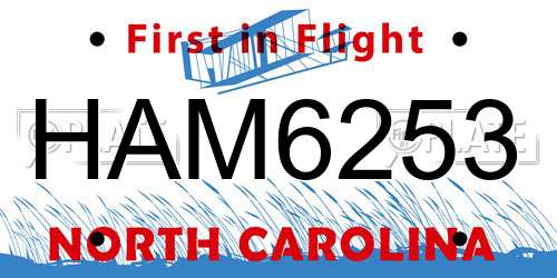 HAM6253 North Carolina License Plate