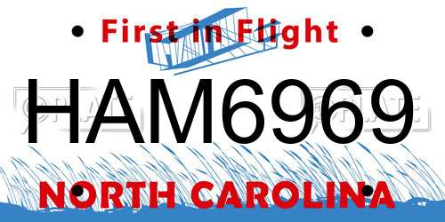 HAM6969 North Carolina License Plate