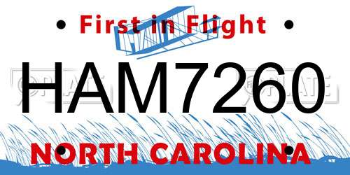 HAM7260 North Carolina License Plate