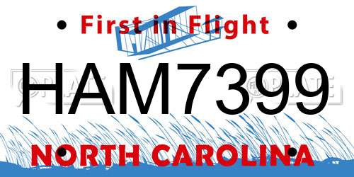 HAM7399 North Carolina License Plate