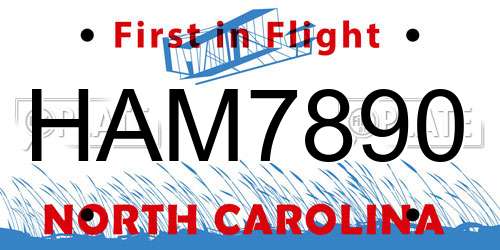 HAM7890 North Carolina License Plate
