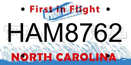 HAM8762 North Carolina License Plate