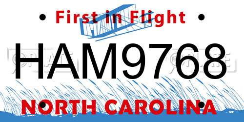 HAM9768 North Carolina License Plate