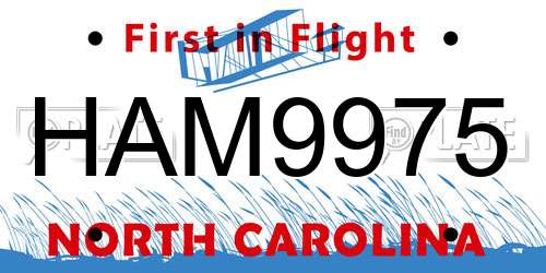 HAM9975 North Carolina License Plate