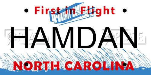 HAMDAN North Carolina License Plate