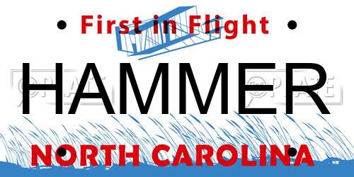 HAMMER North Carolina License Plate