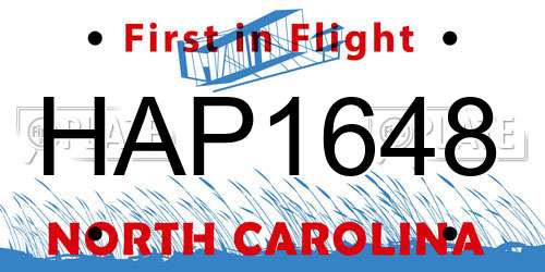 HAP1648 North Carolina License Plate