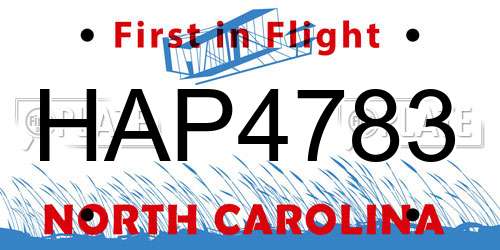 HAP4783 North Carolina License Plate
