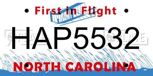 HAP5532 North Carolina License Plate