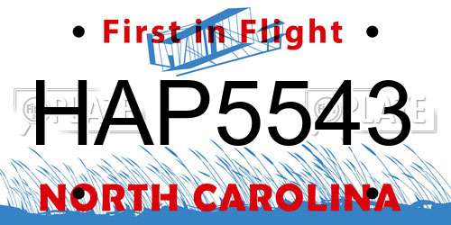 HAP5543 North Carolina License Plate
