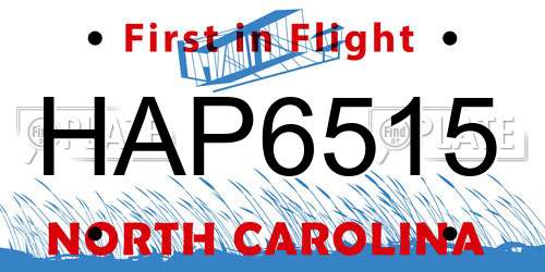 HAP6515 North Carolina License Plate