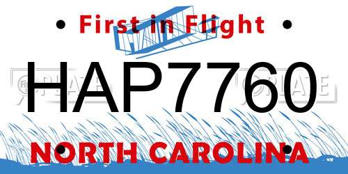 HAP7760 North Carolina License Plate