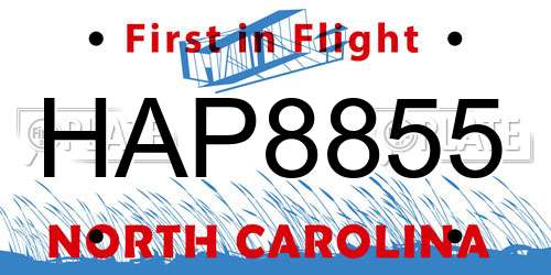 HAP8855 North Carolina License Plate