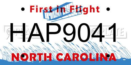 HAP9041 North Carolina License Plate