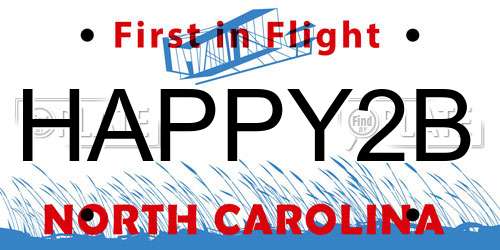 HAPPY2B North Carolina License Plate