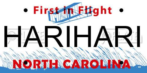 HARIHARI North Carolina License Plate