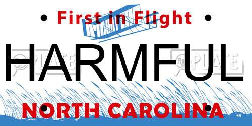 HARMFUL North Carolina License Plate