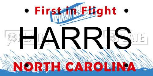 HARRIS North Carolina License Plate