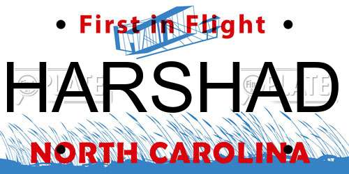 HARSHAD North Carolina License Plate