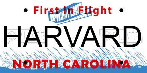 HARVARD North Carolina License Plate
