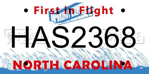 HAS2368 North Carolina License Plate