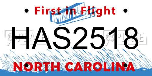 HAS2518 North Carolina License Plate