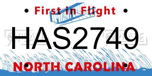 HAS2749 North Carolina License Plate