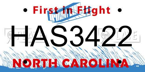 HAS3422 North Carolina License Plate