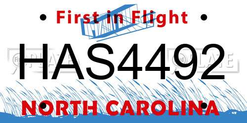 HAS4492 North Carolina License Plate