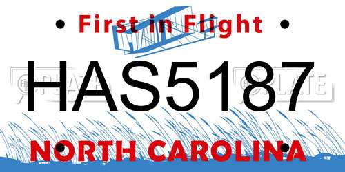 HAS5187 North Carolina License Plate