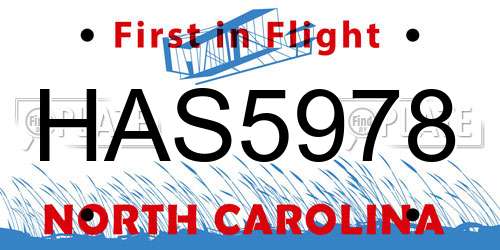 HAS5978 North Carolina License Plate