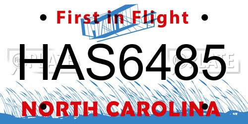 HAS6485 North Carolina License Plate