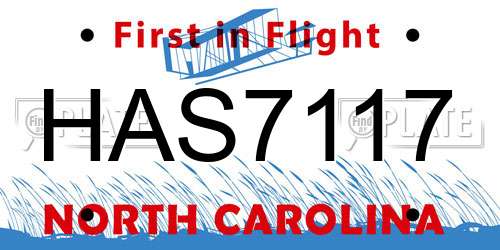HAS7117 North Carolina License Plate