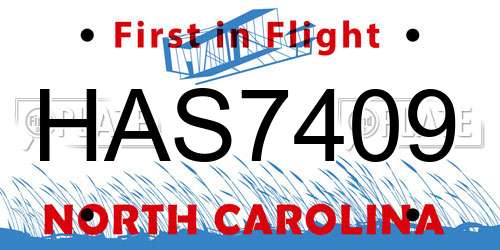 HAS7409 North Carolina License Plate