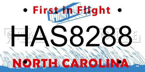 HAS8288 North Carolina License Plate