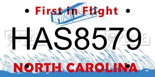 HAS8579 North Carolina License Plate