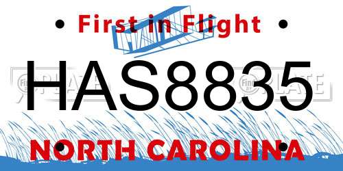 HAS8835 North Carolina License Plate
