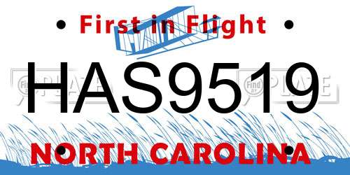 HAS9519 North Carolina License Plate