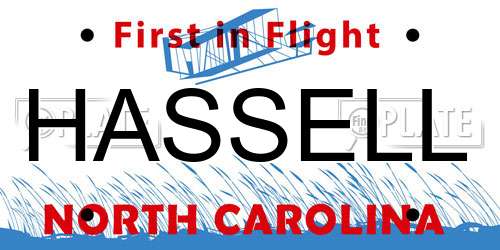 HASSELL North Carolina License Plate