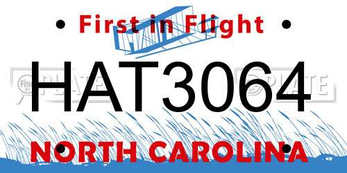HAT3064 North Carolina License Plate