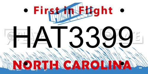 HAT3399 North Carolina License Plate
