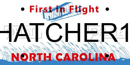 HATCHER1 North Carolina License Plate