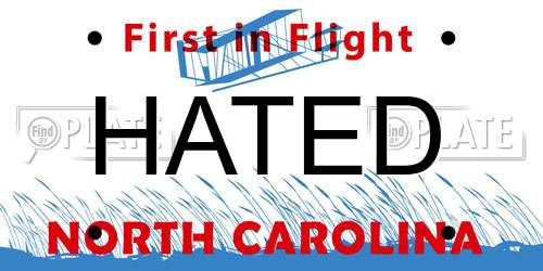 HATED North Carolina License Plate
