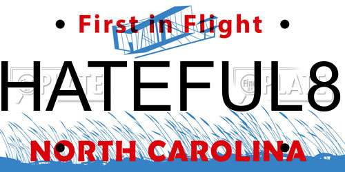 HATEFUL8 North Carolina License Plate