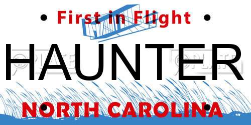 HAUNTER North Carolina License Plate