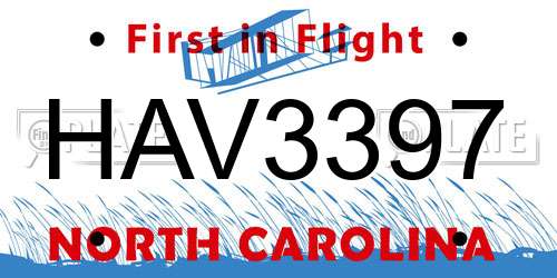 HAV3397 North Carolina License Plate
